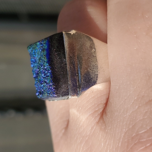 New Men's Titanium Blue Druzy 925 Silver Ring. - Picture 12 of 16